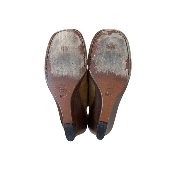 Y2K VINTAGE MICHAEL KORS TAN SUEDE THICK STITCH PENNY LOAFER WEDGE HEELS 8.5 - Picture 5 of 5